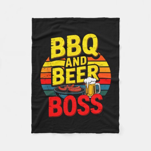BBQ und Bier BOSS Retro Dad Fleecedecke (Vorderseite)
