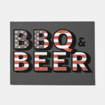 BBQ und Bier im Vintage-US-Flaggen-Farben