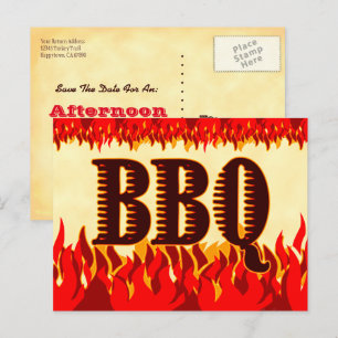 BBQ Western Flames Benutzerdefinierte Save-the-Dat Ankündigungspostkarte