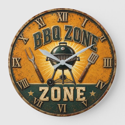BBQ Zone Rustic Grill Master Outdoor Kitchen Große Wanduhr (Vorderseite)