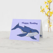 BC- Blue Whale Birthday Card Karte (Gelbe Blume)