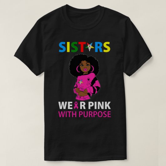 BC OES Sisters Wear Pink Eastern Star Brustkance T-Shirt (Design vorne)