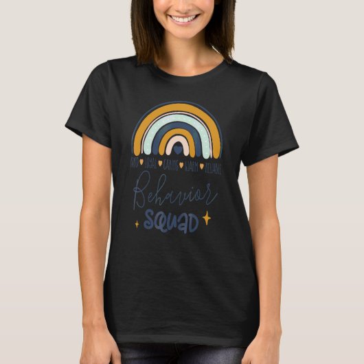 Bcba Boho Rainbow Rbt Aba Applied Behaviavior Squa T-Shirt (Vorderseite)