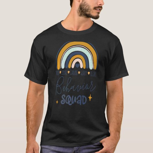 Bcba Boho Rainbow Rbt Aba Applied Behavior Squad T-Shirt (Vorderseite)