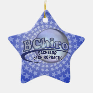 BChiro BACHELOR CHIROPRACTIC BLUE LOGO Keramik Ornament