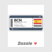 BCN Barcelona Boarding Pass - Spanien Ticket Aufkleber (Blatt)