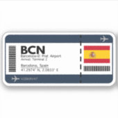 BCN Barcelona Boarding Pass - Spanien Ticket Aufkleber (Vorderseite)