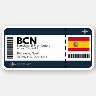 BCN Barcelona Boarding Pass - Spanien Ticket Aufkleber