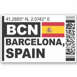 BCN Barcelona Bordkarte - Spanien Reise  Aufkleber