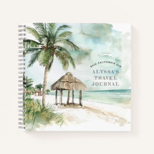BCS Palm Tree & Palapa Beach Travel Journal Notizblock