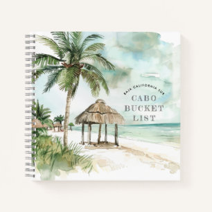 BCS   Palm Tree & Palapa Mexican Beach Bucket List Notizblock
