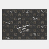 Bday Black & Gold Zodiac Libra Astrologie Sternzei Geschenkpapier Set (Vorderseite)