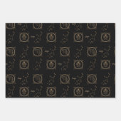 Bday Black & Gold Zodiac Virgo Astrologie Sternzei Geschenkpapier Set (Vorderseite 3)