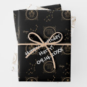 Bday Black & Gold Zodiac Virgo Astrologie Sternzei Geschenkpapier Set (Beispiel)