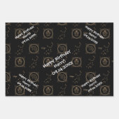 Bday Black & Gold Zodiac Virgo Astrologie Sternzei Geschenkpapier Set (Vorderseite)