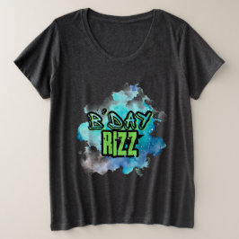 B'Day (Geburtstag) Rizz Grün und einfarbig blau Große Größe T-Shirt