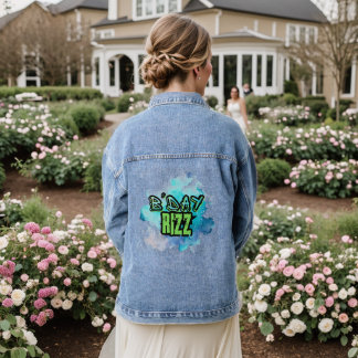 B'Day (Geburtstag) Rizz Grün und einfarbig blau Jeansjacke