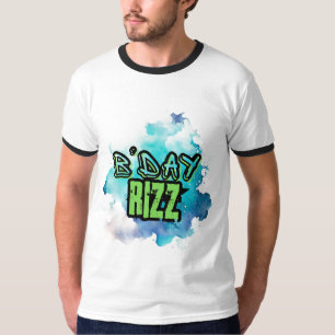 B'Day (Geburtstag) Rizz Grün und einfarbig blau T-Shirt