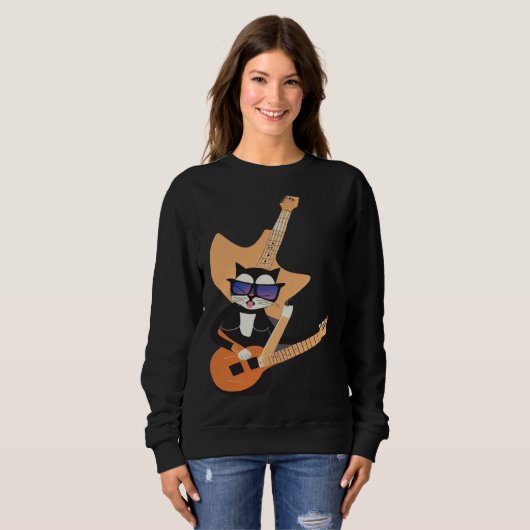 Be a Cat That is Cool Playing Guitar Abstract Sweatshirt (Vorne ganz)