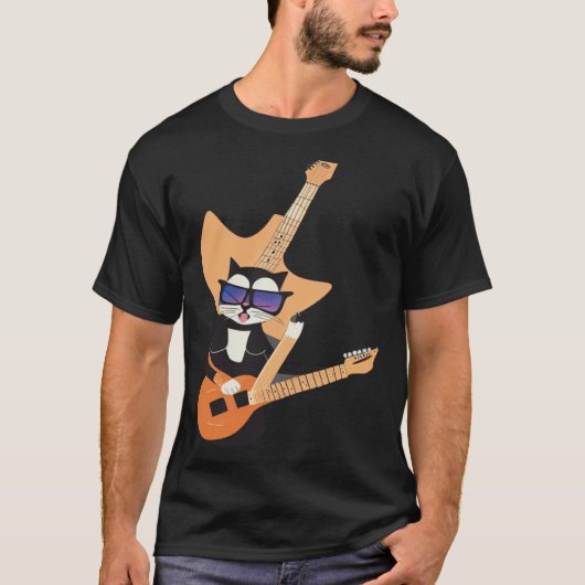 Be a Cat That is Cool Playing Guitar Abstract T-Shirt (Vorderseite)
