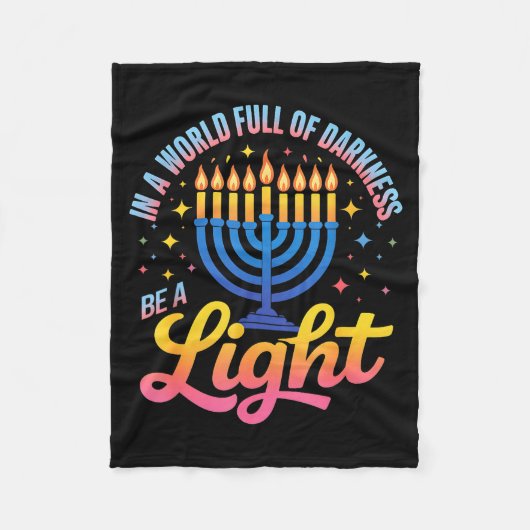 Be A Light Happy Hanukkah Menorah Jewish Gift Fleecedecke (Vorderseite)
