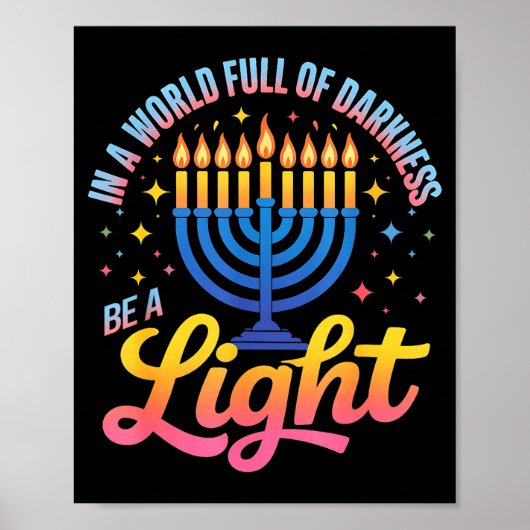 Be A Light Happy Hanukkah Menorah Jewish Gift Poster (Vorne)