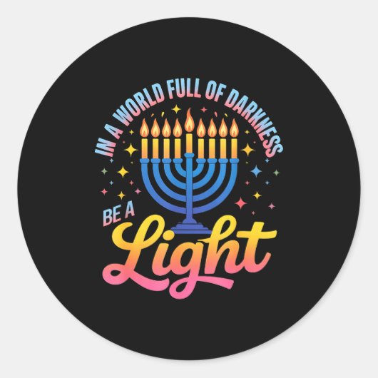 Be A Light Happy Hanukkah Menorah Jewish Gift  Runder Aufkleber (Vorderseite)