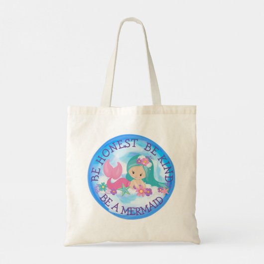 BE A Mermaid Niedlich Happy Tote Bag Tragetasche (Rückseite)