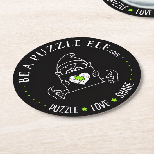 Be A Puzzle Elf - Coasters Runder Pappuntersetzer (Angewinkelt)