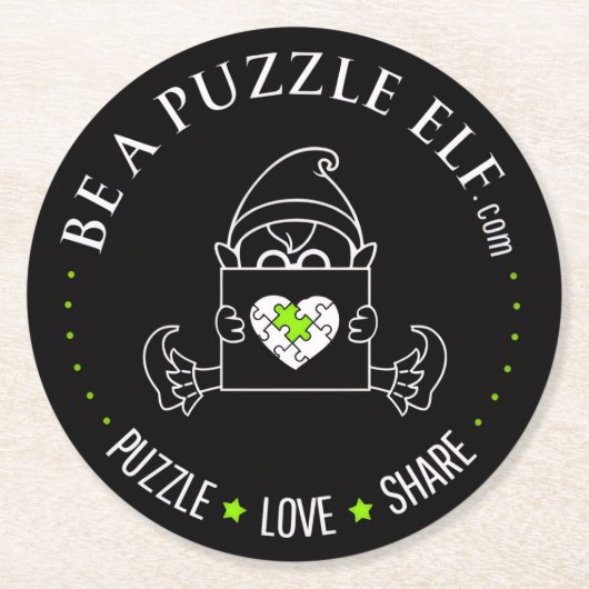 Be A Puzzle Elf - Coasters Runder Pappuntersetzer (Vorderseite)