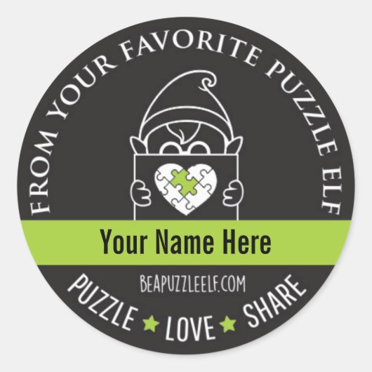 Be A Puzzle Elf – Personalized Sticker (Vorderseite)