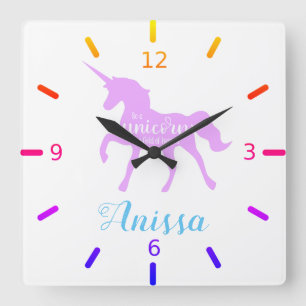Be a Unicorn Quadratische Wanduhr