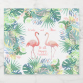 Be all Happy Forever! Fairy Tale Two Pink Flamingo Schaumweinetikett (Einzelnes Label)