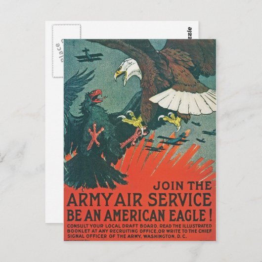 "Be American Eagle" RESTORED Army Air Poster Postkarte (Vorne/Hinten)