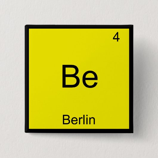 Be - Berlin Funny Chemistry Element Symbol T - Shi Button (Vorderseite)