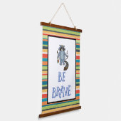 Be Brave Boho Raccoon Kinderzimmer Art Wandteppich Mit Holzrahmen (Gewinkelt)