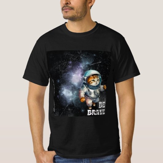 "Be Brave - Space Cat Adventure T-Shirt" T-Shirt (Vorderseite)