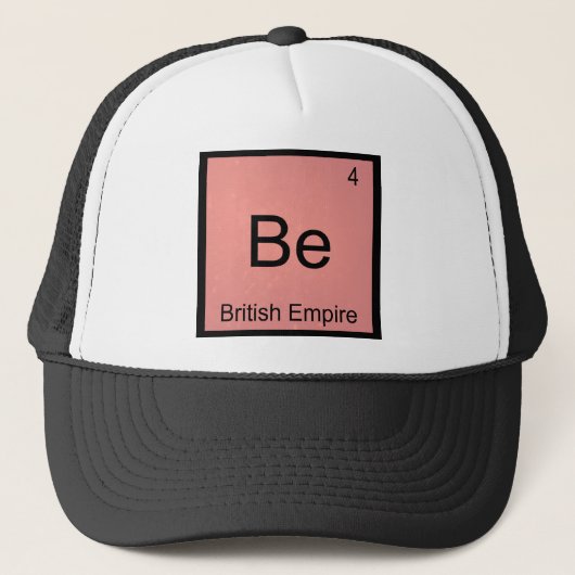 Be - Britisches Empire Funny Chemistry Element Sym Truckerkappe (Vorderseite)
