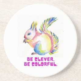 Be Clever. Be Colorful - Watercolor Squirrel Getränkeuntersetzer