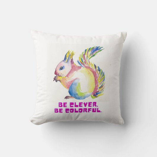 Be Clever. Be Colorful - Watercolor Squirrel Kissen (Vorderseite)