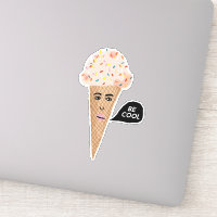 "BE COOL" Pink Ice Creme Cone Funny Illustration