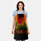 "Be Creative" Schwarz Orange Shades Green Design Schürze (Getragen)