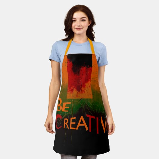 "Be Creative" Schwarz Orange Shades Green Design Schürze (Getragen)