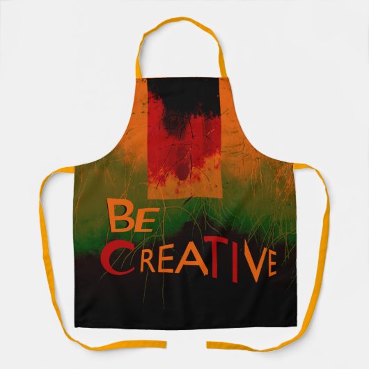 "Be Creative" Schwarz Orange Shades Green Design Schürze (Vorderseite)