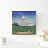 Be Different, Be Free Wall Clock Quadratische Wanduhr (Zuhause)
