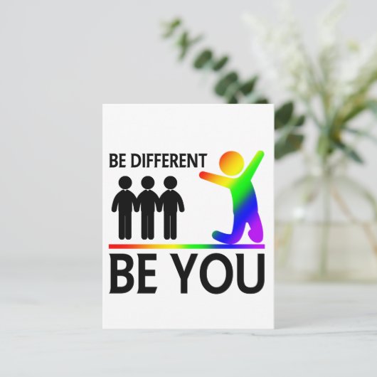 Be different - LGBTQ Pride Postkarte (Stehend Vorderseite)