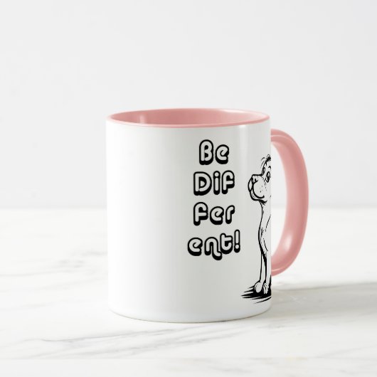 Be Different Smart Dog Mug – Inspiring Minimal Pet Tasse (VorderseiteRechts)