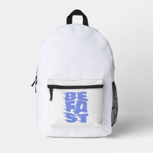 BE FAST - Dynamic Blue Typography Weißer Rucksack