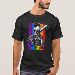BE GADO CRIME Skull Que Punk Queercore Regenbogen T-Shirt
