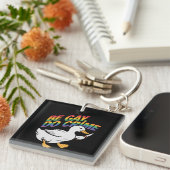 Be Gay Do Crime Funny Gose Regenbogen Pride LGBTQ Schlüsselanhänger (Vorderseite rechts)